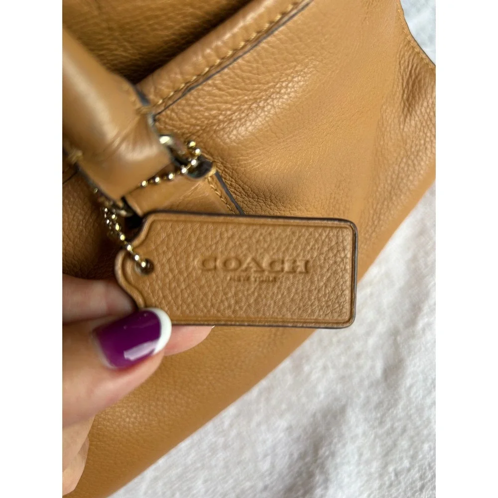Coach Morgan F35185 Saddle Tan Pebbled Leather Large Satchel Tote Handbag Bag